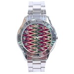 Pattern Zigzag Stripe Design Stainless Steel Analogue Watch