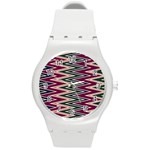 Pattern Zigzag Stripe Design Round Plastic Sport Watch (M)