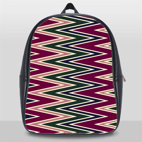 Pattern Zigzag Stripe Design School Bag (XL) from ArtsNow.com Front