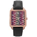 Pattern Zigzag Stripe Design Rose Gold Leather Watch 