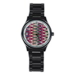 Pattern Zigzag Stripe Design Stainless Steel Round Watch