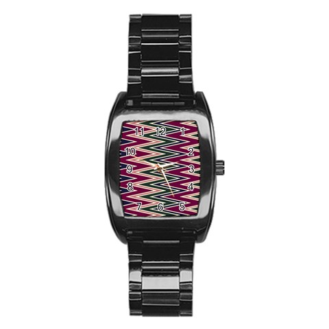 Pattern Zigzag Stripe Design Stainless Steel Barrel Watch from ArtsNow.com Front