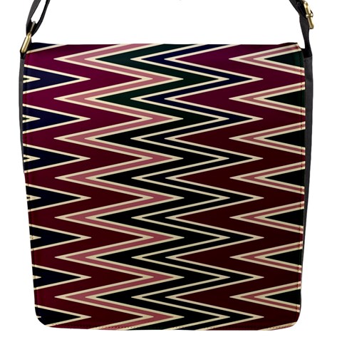 Pattern Zigzag Stripe Design Flap Closure Messenger Bag (S) from ArtsNow.com Front