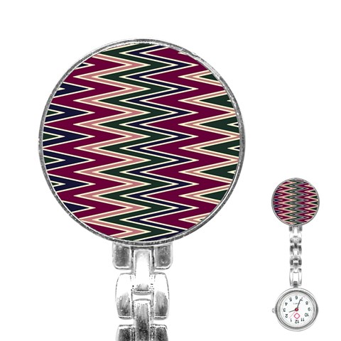 Pattern Zigzag Stripe Design Stainless Steel Nurses Watch from ArtsNow.com Front