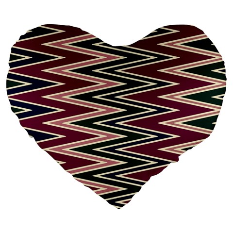 Pattern Zigzag Stripe Design Large 19  Premium Flano Heart Shape Cushions from ArtsNow.com Front