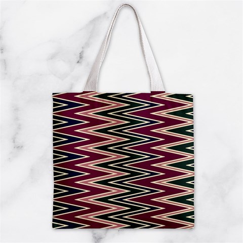 Pattern Zigzag Stripe Design Zipper Grocery Tote Bag from ArtsNow.com Back