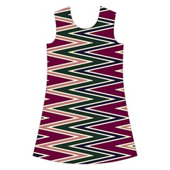 Pattern Zigzag Stripe Design Kids  Short Sleeve Velvet Dress from ArtsNow.com Front