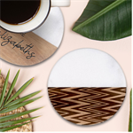 Pattern Zigzag Stripe Design Classic Marble Wood Coaster (Round) 