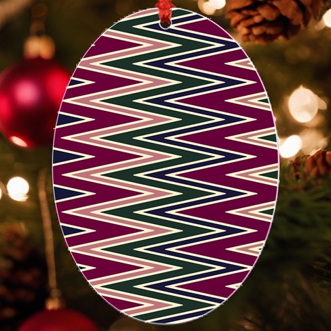 Pattern Zigzag Stripe Design UV Print Acrylic Ornament Oval from ArtsNow.com Front