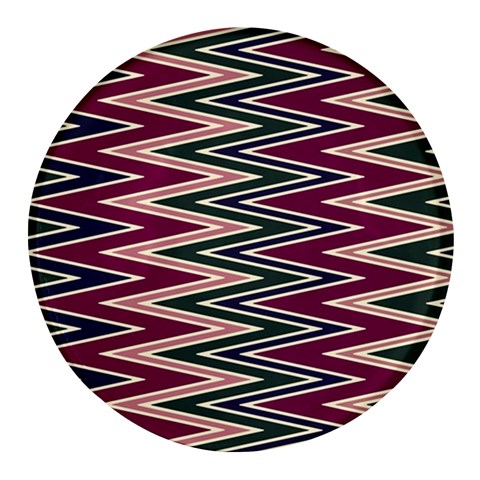 Pattern Zigzag Stripe Design Round Glass Fridge Magnet (4 pack) from ArtsNow.com Front