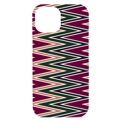 Pattern Zigzag Stripe Design iPhone 15 Black UV Print PC Hardshell Case from ArtsNow.com Front