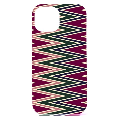 Pattern Zigzag Stripe Design iPhone 15 Plus Black UV Print PC Hardshell Case from ArtsNow.com Front