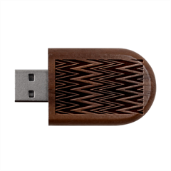 Pattern Zigzag Stripe Design Wood Oval USB Flash Drive from ArtsNow.com USB