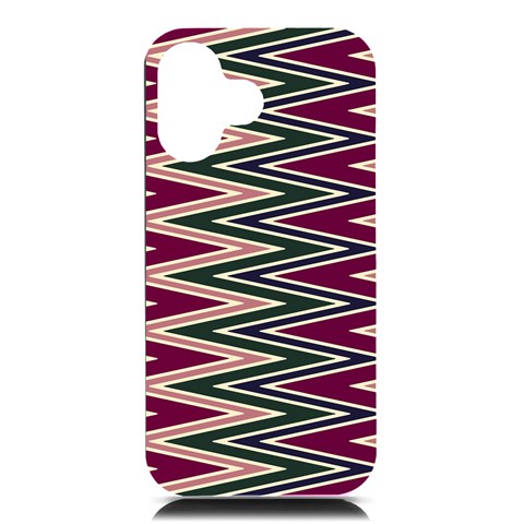 Pattern Zigzag Stripe Design iPhone 16 Black UV Print PC Hardshell Case from ArtsNow.com Front