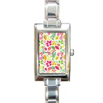 Leaves Pattern Seamless Texture Rectangle Italian Charm Watch