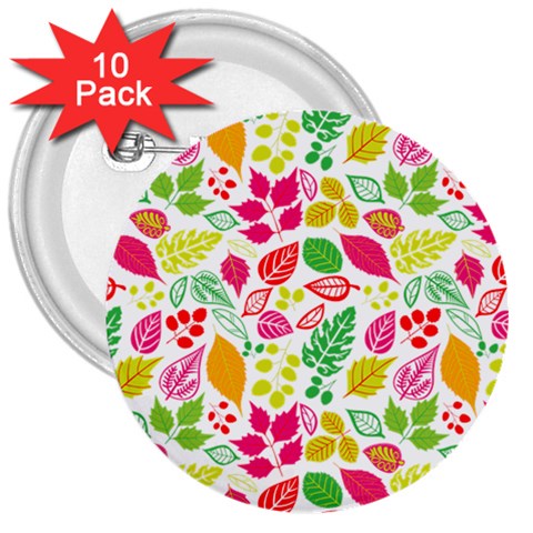 Leaves Pattern Seamless Texture 3  Buttons (10 pack)  from ArtsNow.com Front