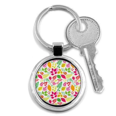 Leaves Pattern Seamless Texture Key Chain (Round) from ArtsNow.com Front