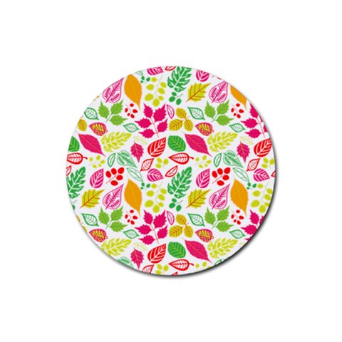 Leaves Pattern Seamless Texture Rubber Coaster (Round) from ArtsNow.com Front