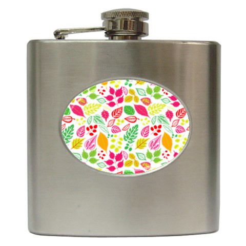 Leaves Pattern Seamless Texture Hip Flask (6 oz) from ArtsNow.com Front