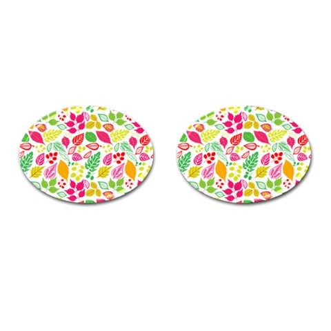 Leaves Pattern Seamless Texture Cufflinks (Oval) from ArtsNow.com Front(Pair)