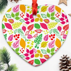 Leaves Pattern Seamless Texture Heart Ornament (Two Sides) from ArtsNow.com Front