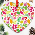 Leaves Pattern Seamless Texture Heart Ornament (Two Sides)