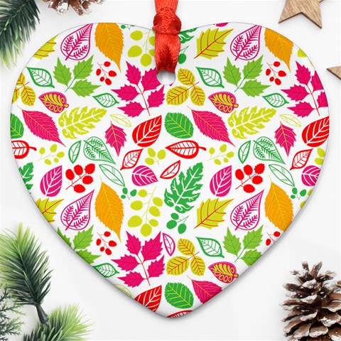 Leaves Pattern Seamless Texture Heart Ornament (Two Sides) from ArtsNow.com Back