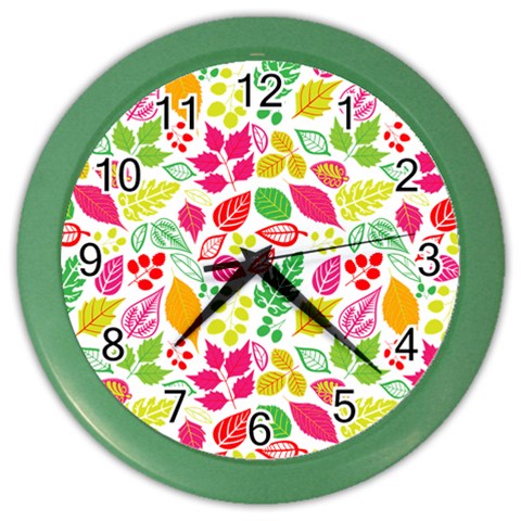 Leaves Pattern Seamless Texture Color Wall Clock from ArtsNow.com Front