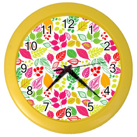 Leaves Pattern Seamless Texture Color Wall Clock from ArtsNow.com Front