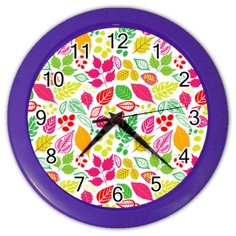 Leaves Pattern Seamless Texture Color Wall Clock from ArtsNow.com Front