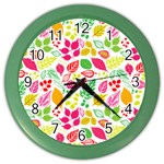 Leaves Pattern Seamless Texture Color Wall Clock