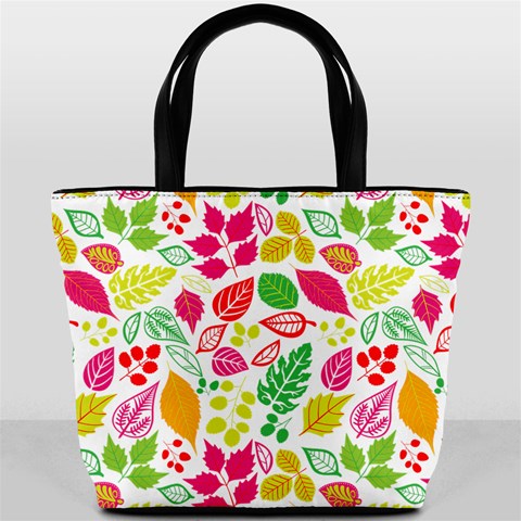 Leaves Pattern Seamless Texture Bucket Bag from ArtsNow.com Front