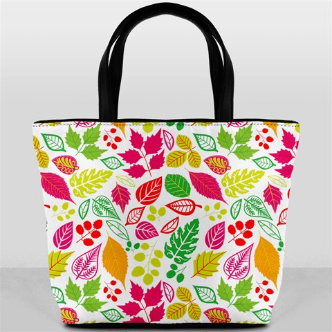 Leaves Pattern Seamless Texture Bucket Bag from ArtsNow.com Back