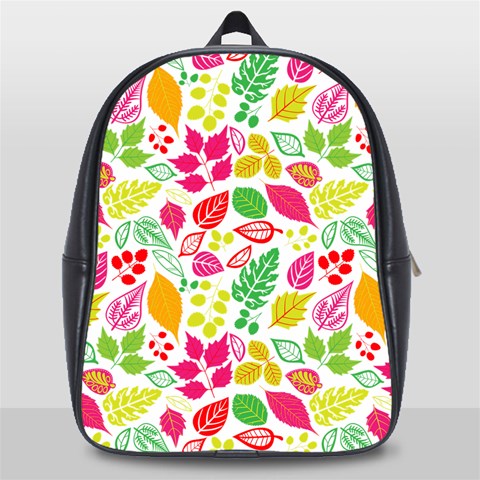 Leaves Pattern Seamless Texture School Bag (Large) from ArtsNow.com Front