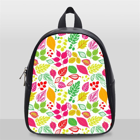 Leaves Pattern Seamless Texture School Bag (Small) from ArtsNow.com Front