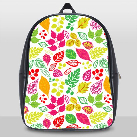 Leaves Pattern Seamless Texture School Bag (XL) from ArtsNow.com Front