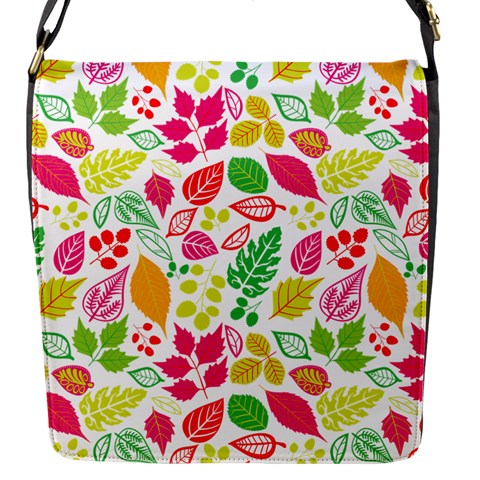 Leaves Pattern Seamless Texture Flap Closure Messenger Bag (S) from ArtsNow.com Front