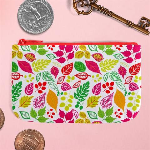 Leaves Pattern Seamless Texture Large Coin Purse from ArtsNow.com Front