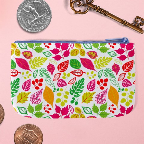 Leaves Pattern Seamless Texture Large Coin Purse from ArtsNow.com Back