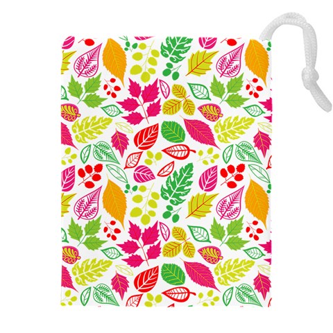 Leaves Pattern Seamless Texture Drawstring Pouch (4XL) from ArtsNow.com Front