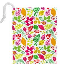 Leaves Pattern Seamless Texture Drawstring Pouch (4XL) from ArtsNow.com Back