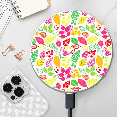 Leaves Pattern Seamless Texture Wireless Fast Charger(White) from ArtsNow.com Front