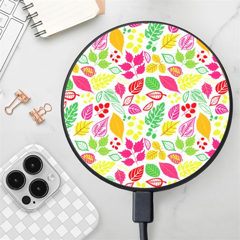 Leaves Pattern Seamless Texture Wireless Fast Charger(Black) from ArtsNow.com Front