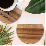 Leaves Pattern Seamless Texture Marble Wood Coaster (Round)