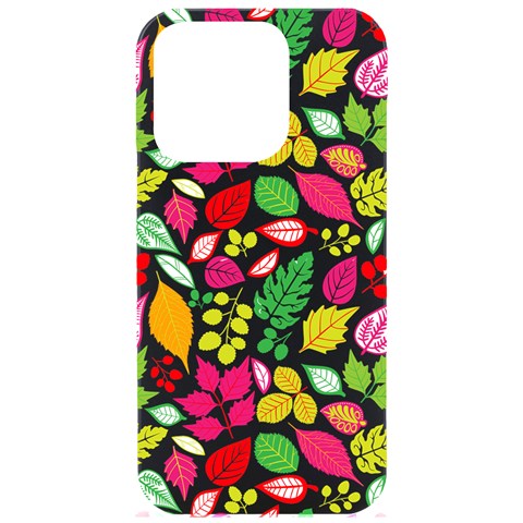 Leaves Pattern Seamless Texture iPhone 15 Pro Black UV Print PC Hardshell Case from ArtsNow.com Front