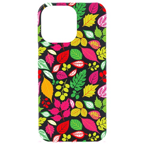 Leaves Pattern Seamless Texture iPhone 15 Pro Max Black UV Print PC Hardshell Case from ArtsNow.com Front