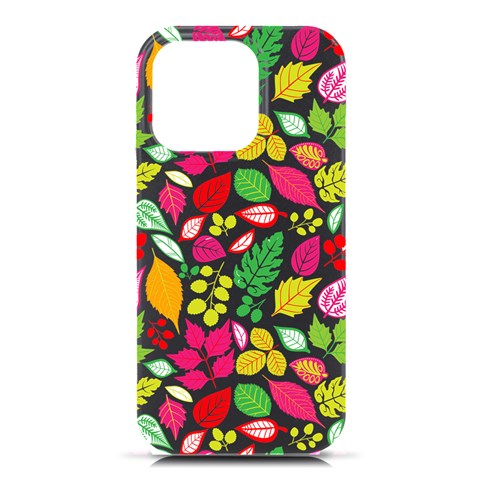 Leaves Pattern Seamless Texture iPhone 16 Pro Black UV Print PC Hardshell Case from ArtsNow.com Front