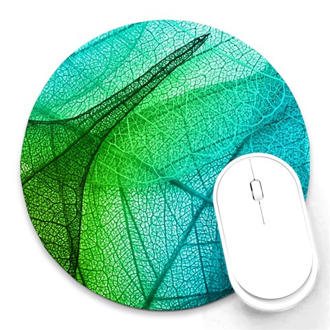 Texture Green Leaf Abstraction 3d Round Mousepad from ArtsNow.com Front