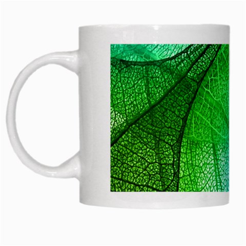 Texture Green Leaf Abstraction 3d White Mug from ArtsNow.com Left