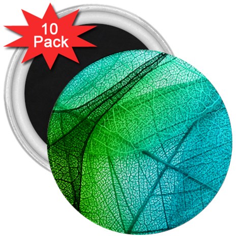 Texture Green Leaf Abstraction 3d 3  Magnets (10 pack)  from ArtsNow.com Front